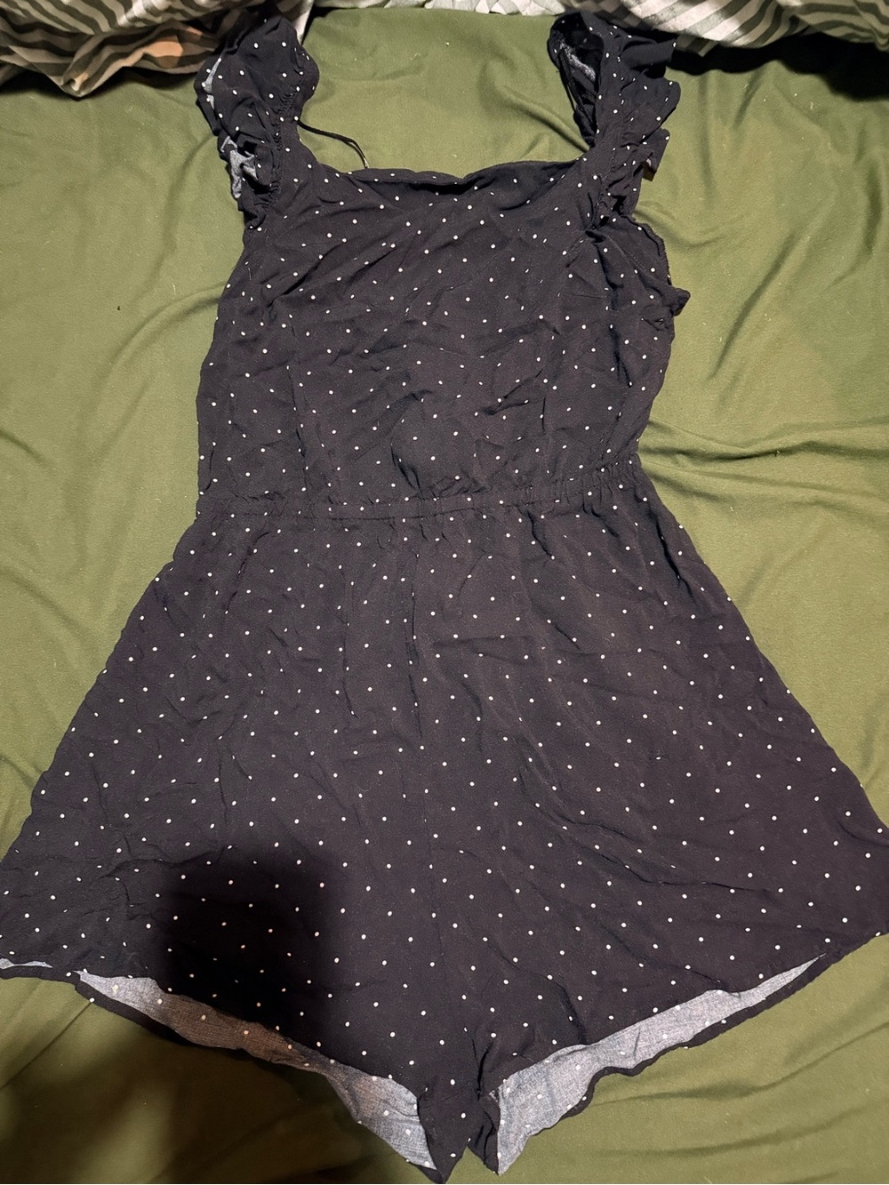 Black Polka Dot Sleeveless Romper Dress